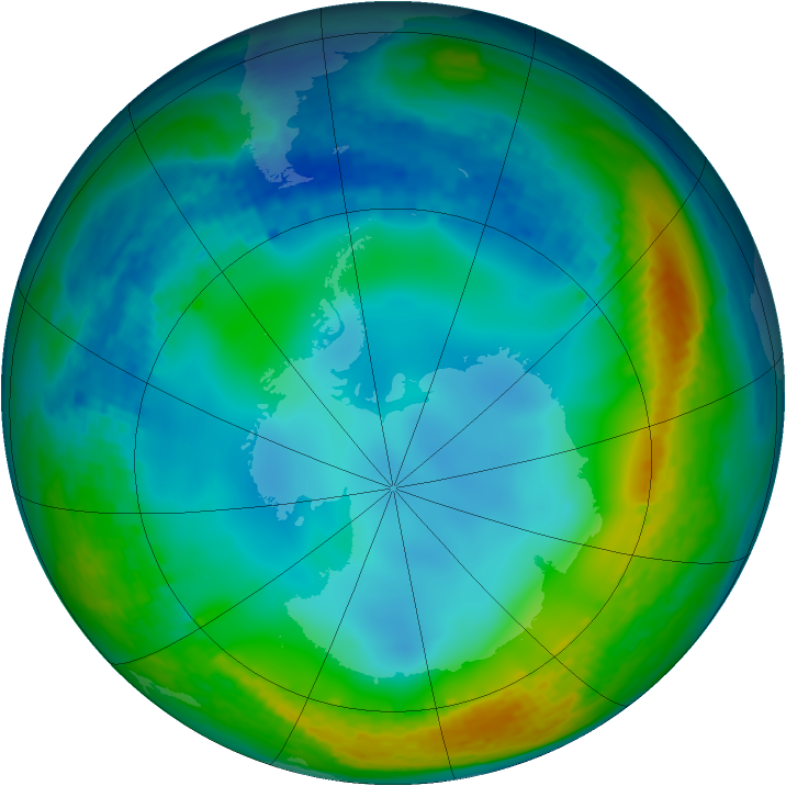 Antarctic ozone map for 25 June 2002